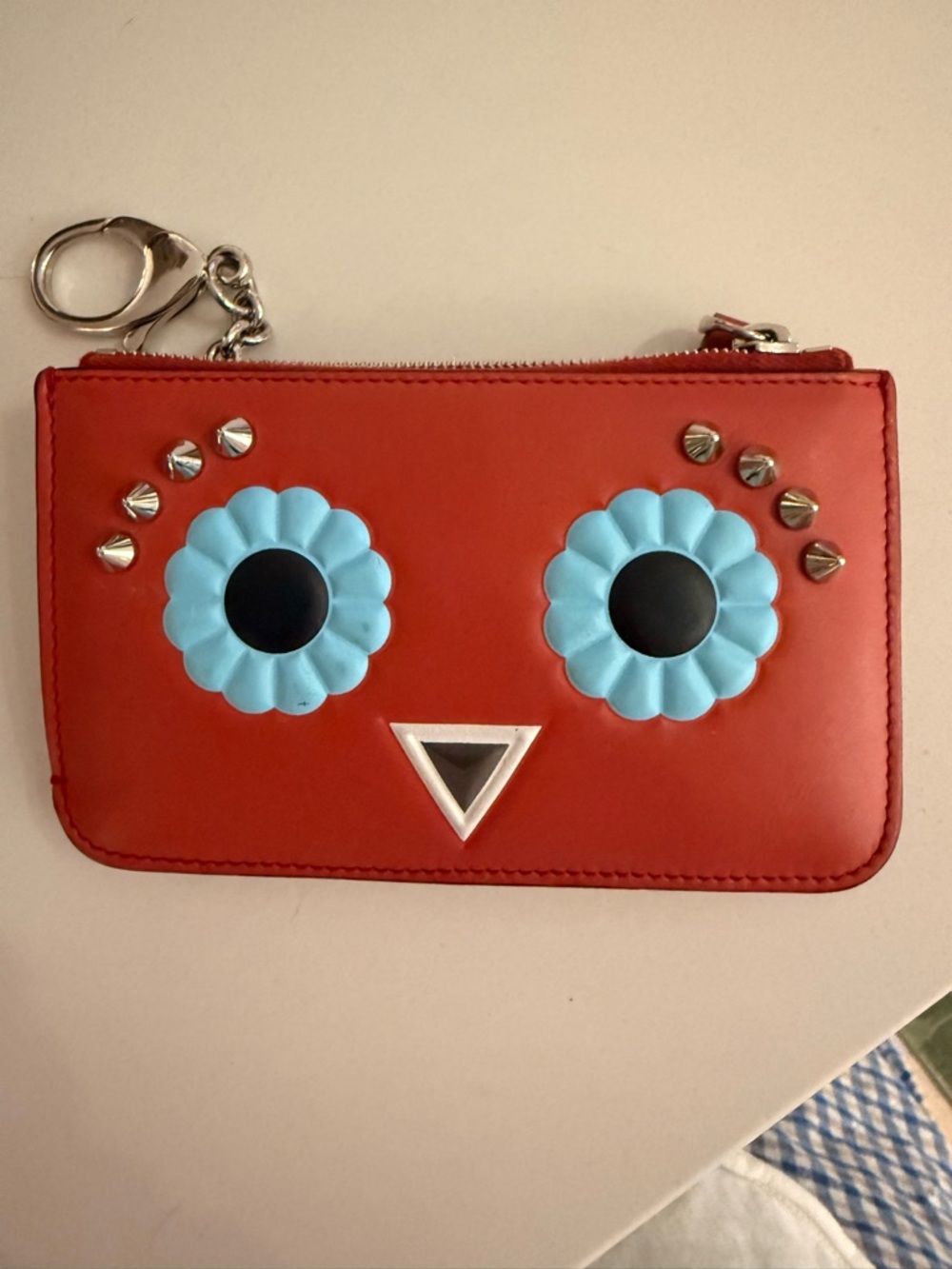 Authentic Fendi - Red Owl Face card holder.  Limited collection